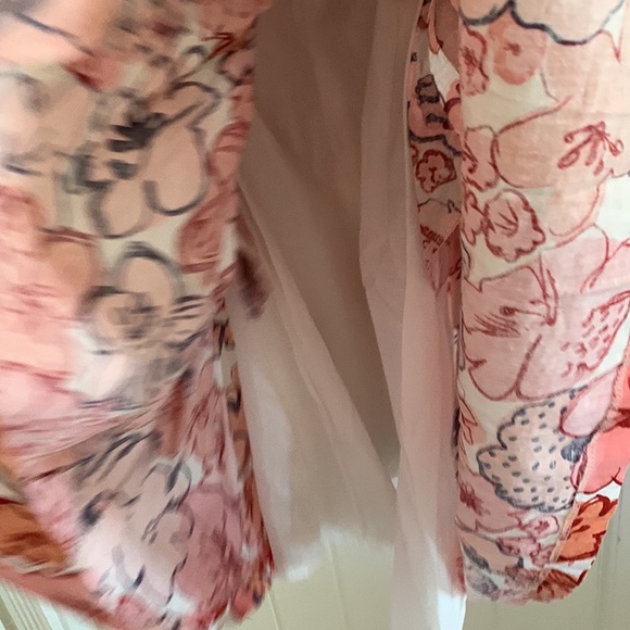 T.S. Size 8, Floral peach and purple midi dress with pockets. - Picture 10 of 10